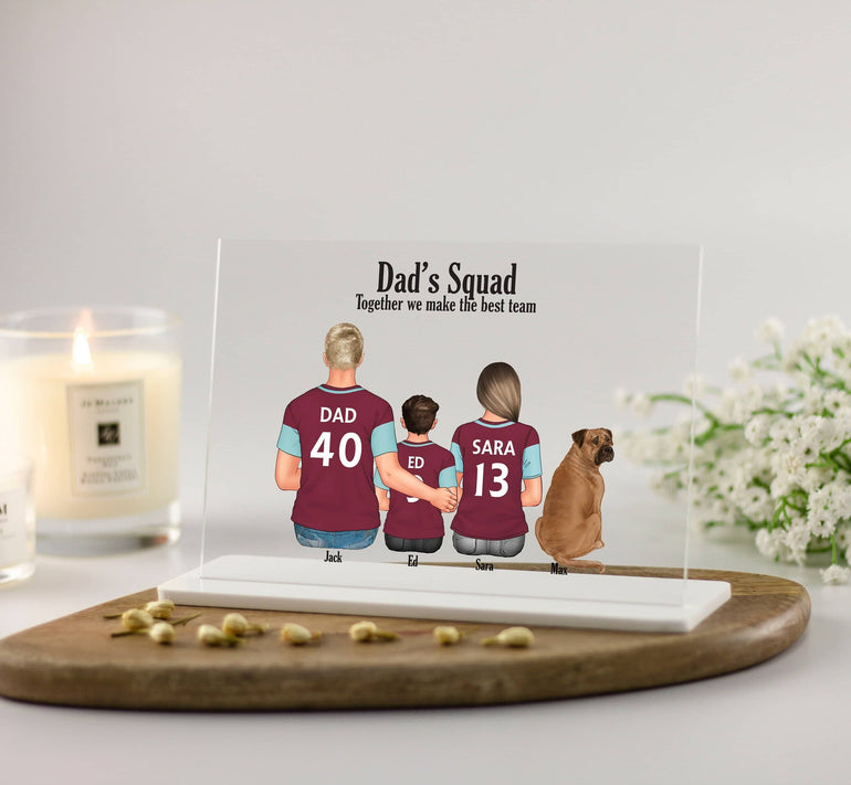 Fathers Day Football Shirt Family Print, Personalised Gift for Dad, Gift for Dads,Custom Football Gift, Birthday Gift for Dad Acrylic Plaque