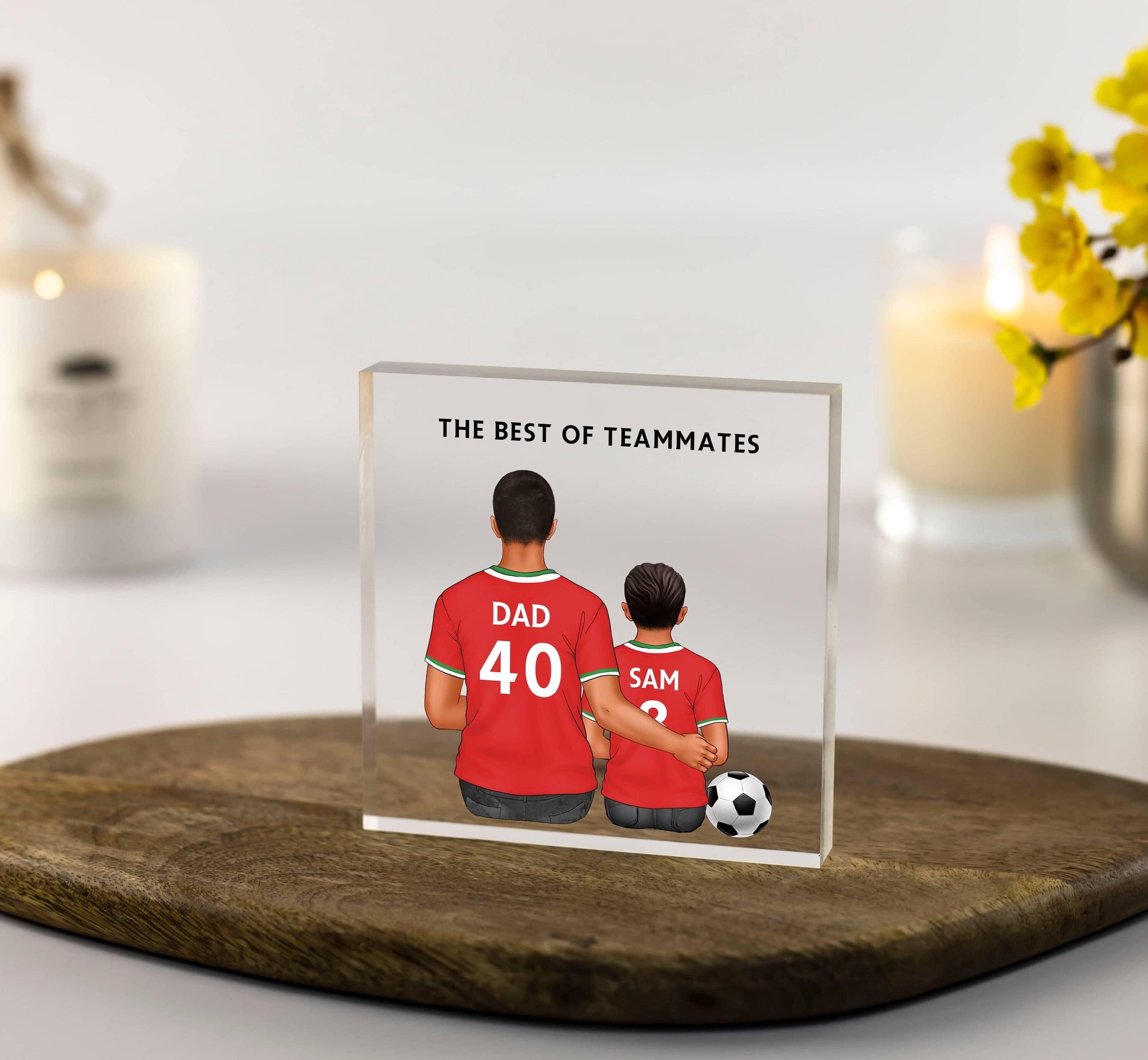 Fathers Day Gift from Son, Gift from Daughter, Football Shirt Print, Gift for Dads, Grandads, Birthday Gift, Custom Gift, Acrylic Block
