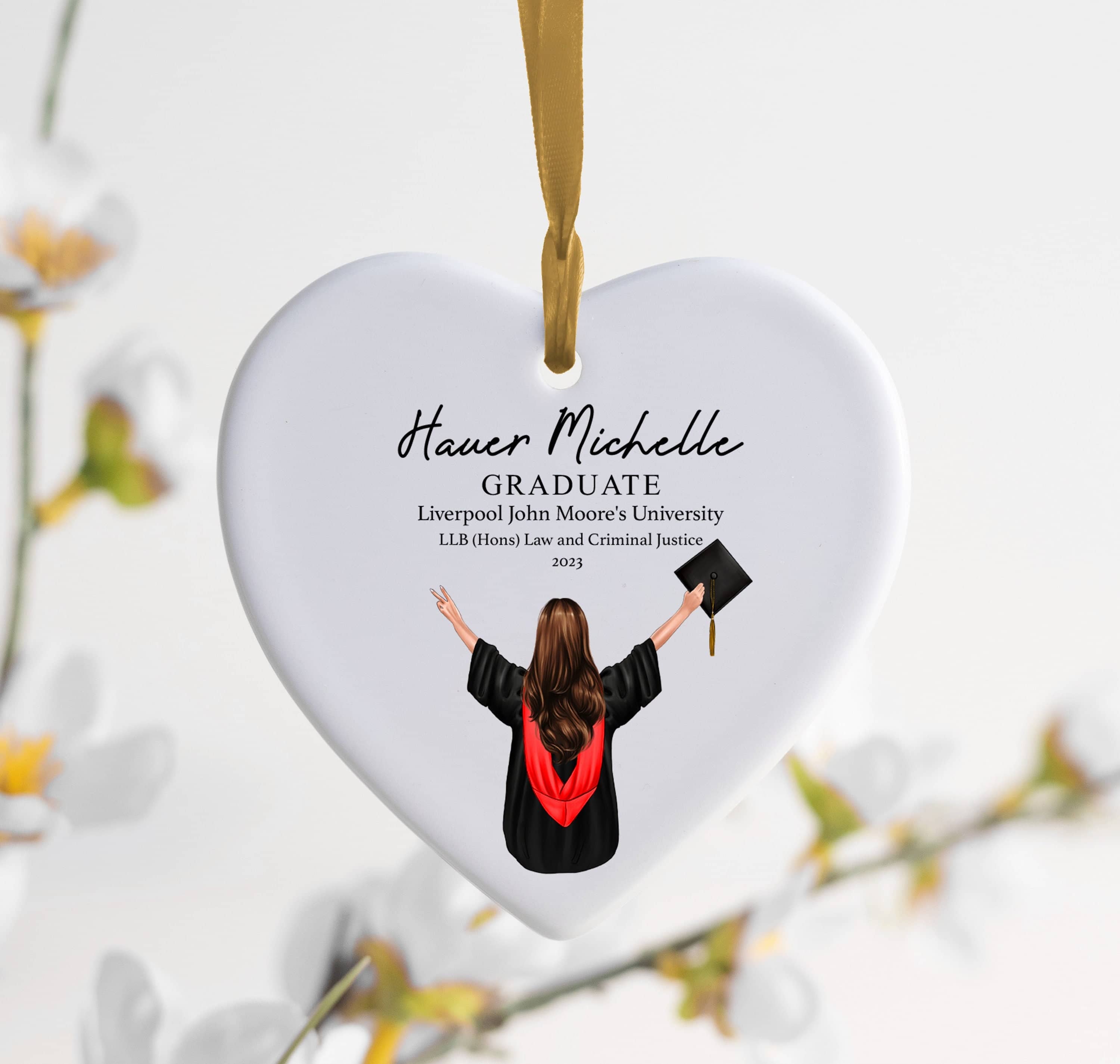Graduation Gifts for her, Class of 2023, Grad Gift for Daughter, Sister, Best Friends, Girlfriend, Custom Portrait, Any Year Ceramic Hearts