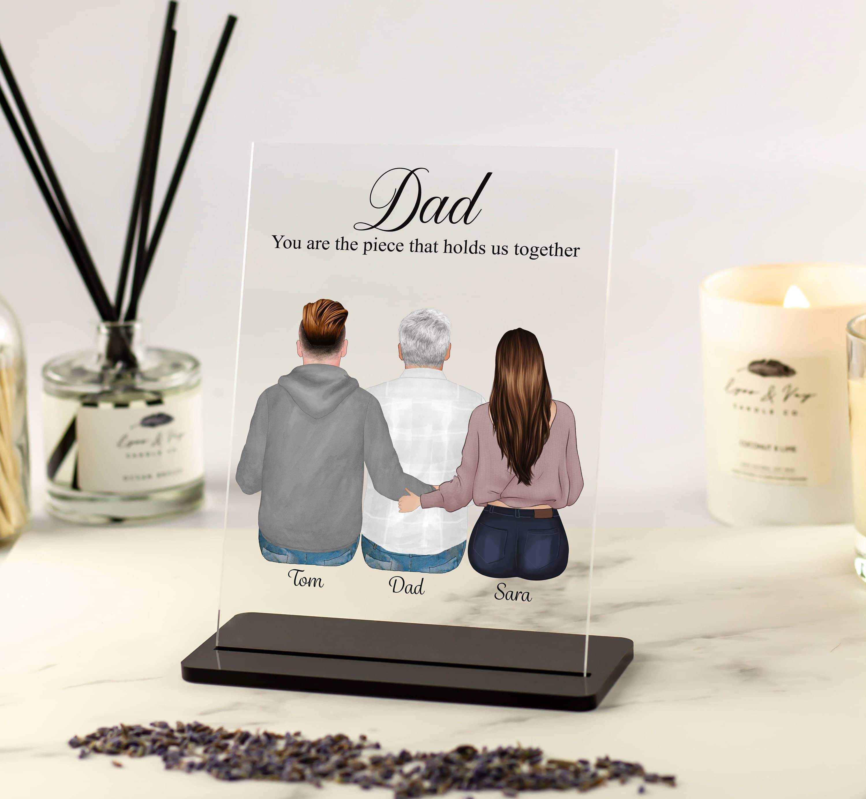 Fathers Day Gifts, Personalised Gift for Dad from Son, Daughter Custom Portrait, Father's Day Unique Gift, Birthday Grandad Acrylic Plaque
