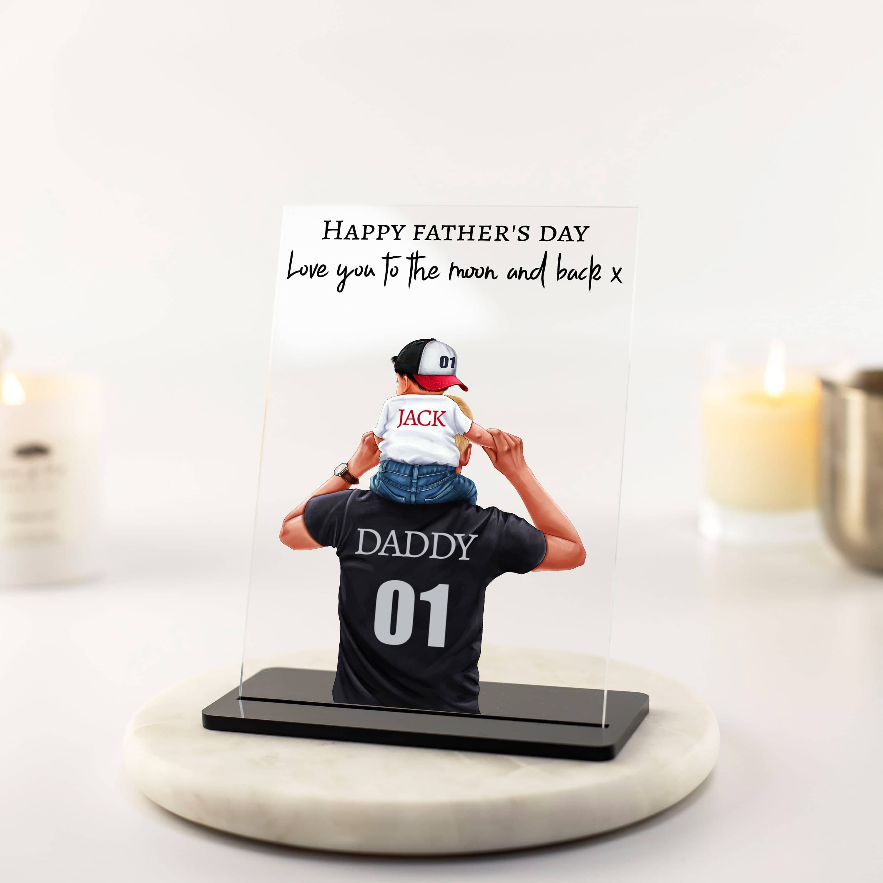 Fathers Day Gifts, Personalised Gift for Dad from Son, Custom Portrait, First Father's Day Unique Gift Acrylic Plaque