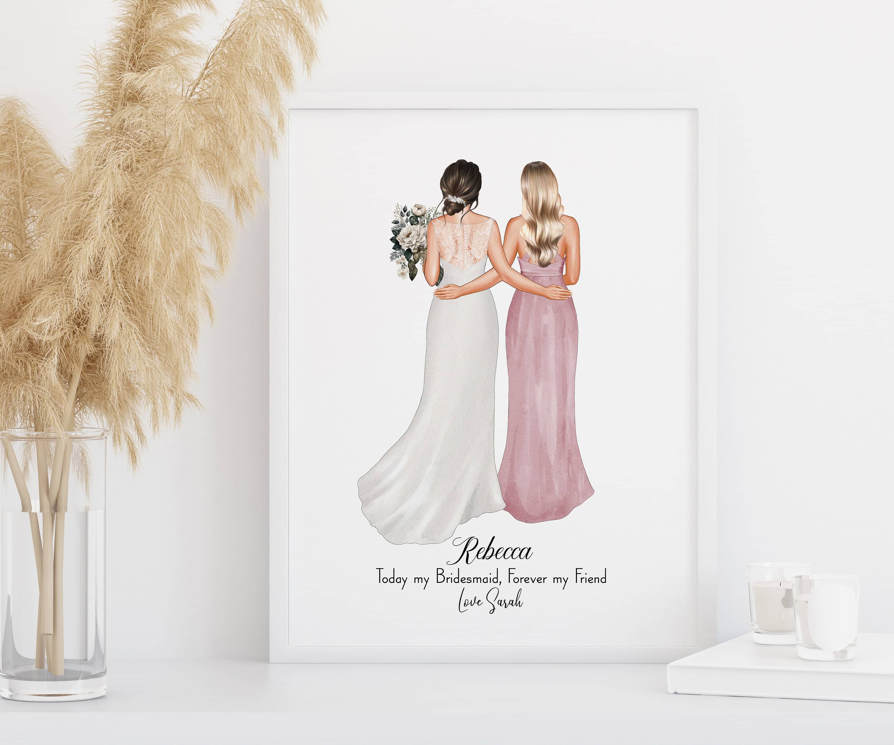 Personalised Bridesmaid Print, Bridesmaid Gifts, Best Friend Gifts, Wedding Gifts, Thank you Gift, Bridal Shower, Bachelorette Party, Custom