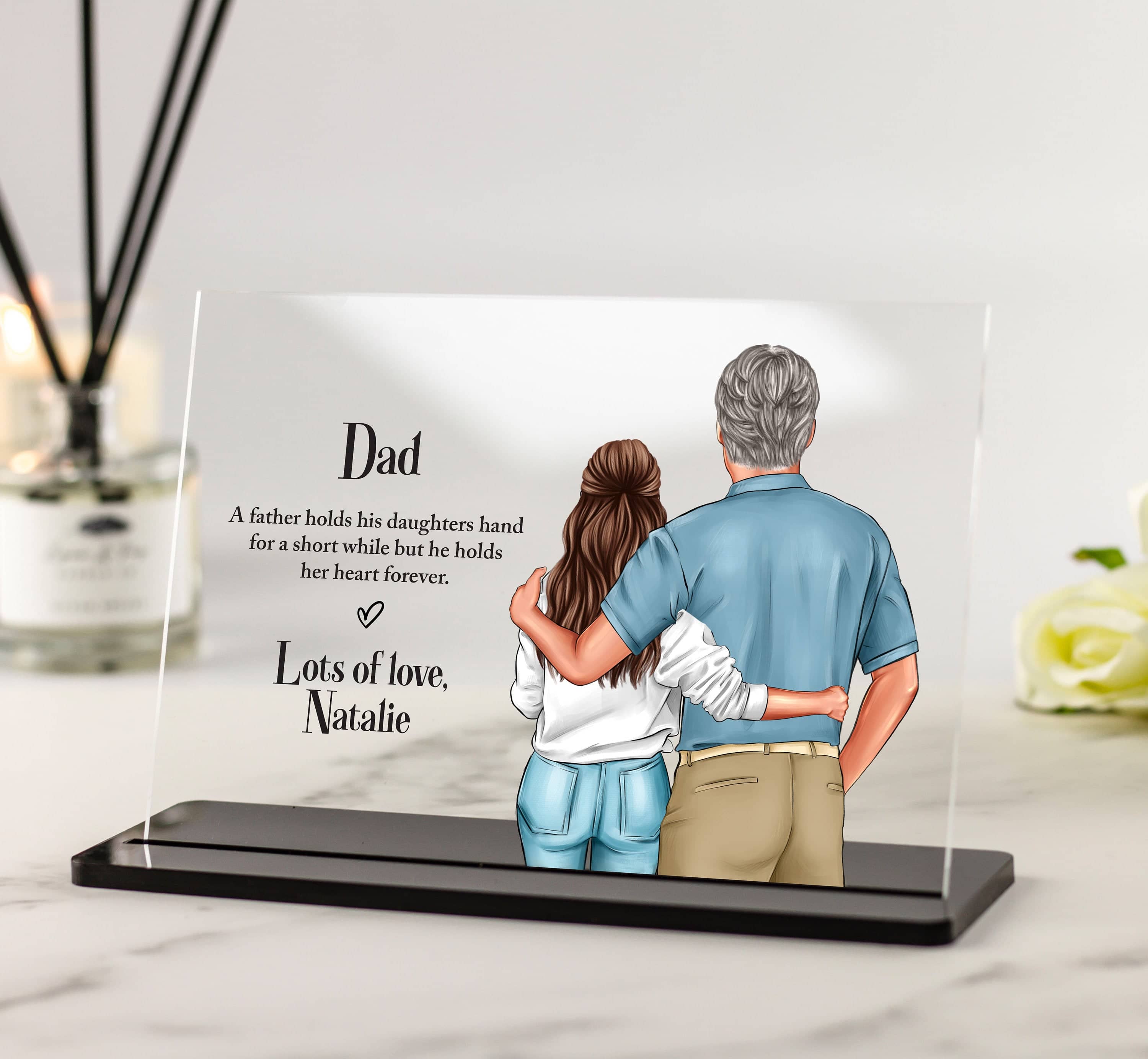 Fathers Day Gifts, Personalised Gift for Dad from Daughter, Custom Portrait, Father's Day, Dad's Birthday Unique Gift Acrylic Plaque
