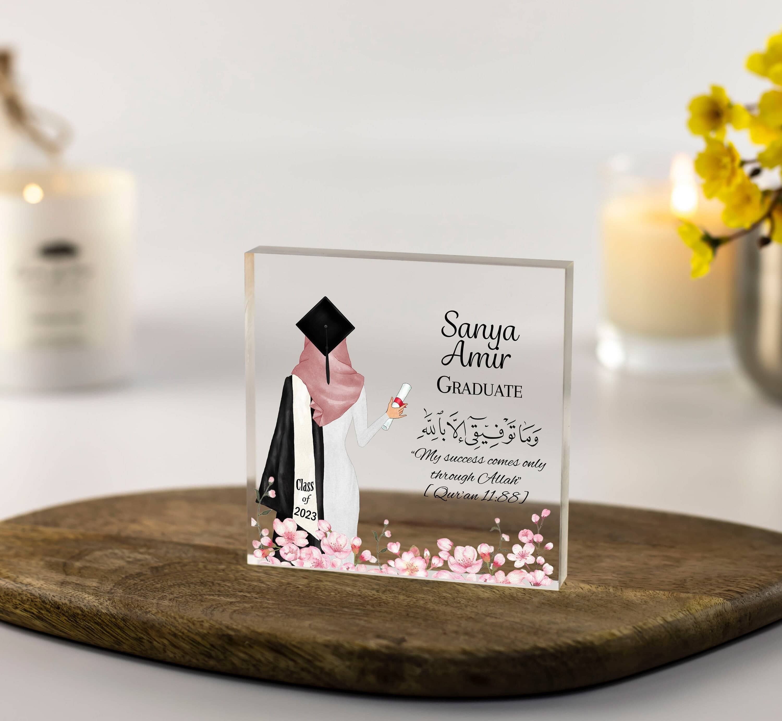 Muslim Personalised Graduation Gift, Graduation Plaque, Graduation Gift for Her, Graduation Gift for Daughter, Law, PHD, Medical Graduation