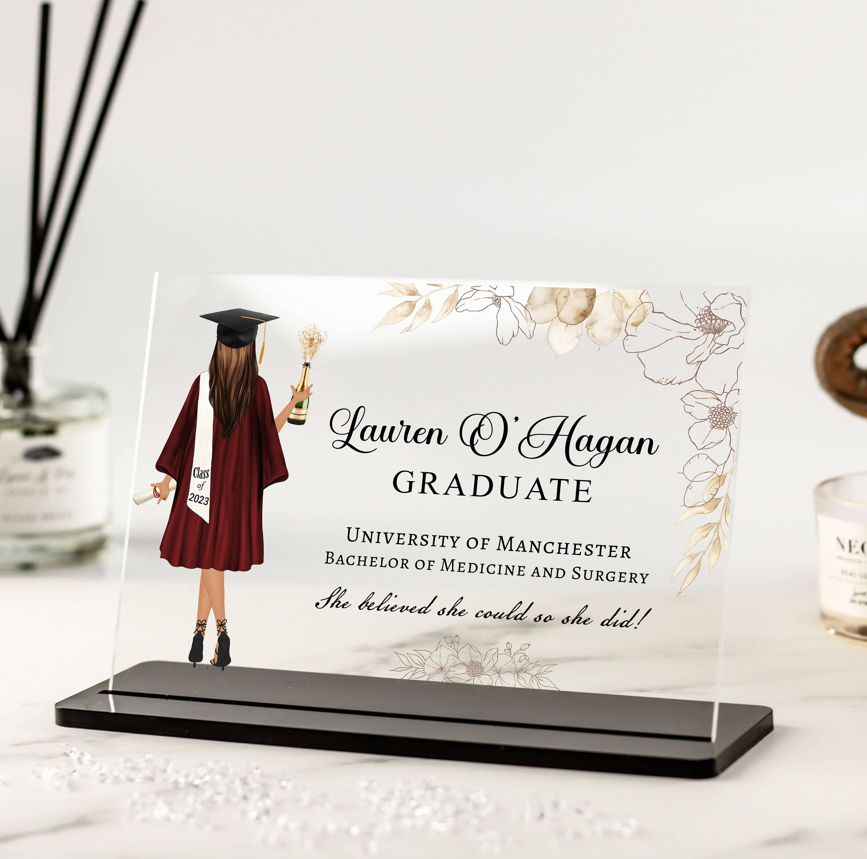Graduation Gift for Her 2023, Personalised Print, Congratulations, Grad Gift for daughter, granddaughter, Best Friends, Acrylic Plaque