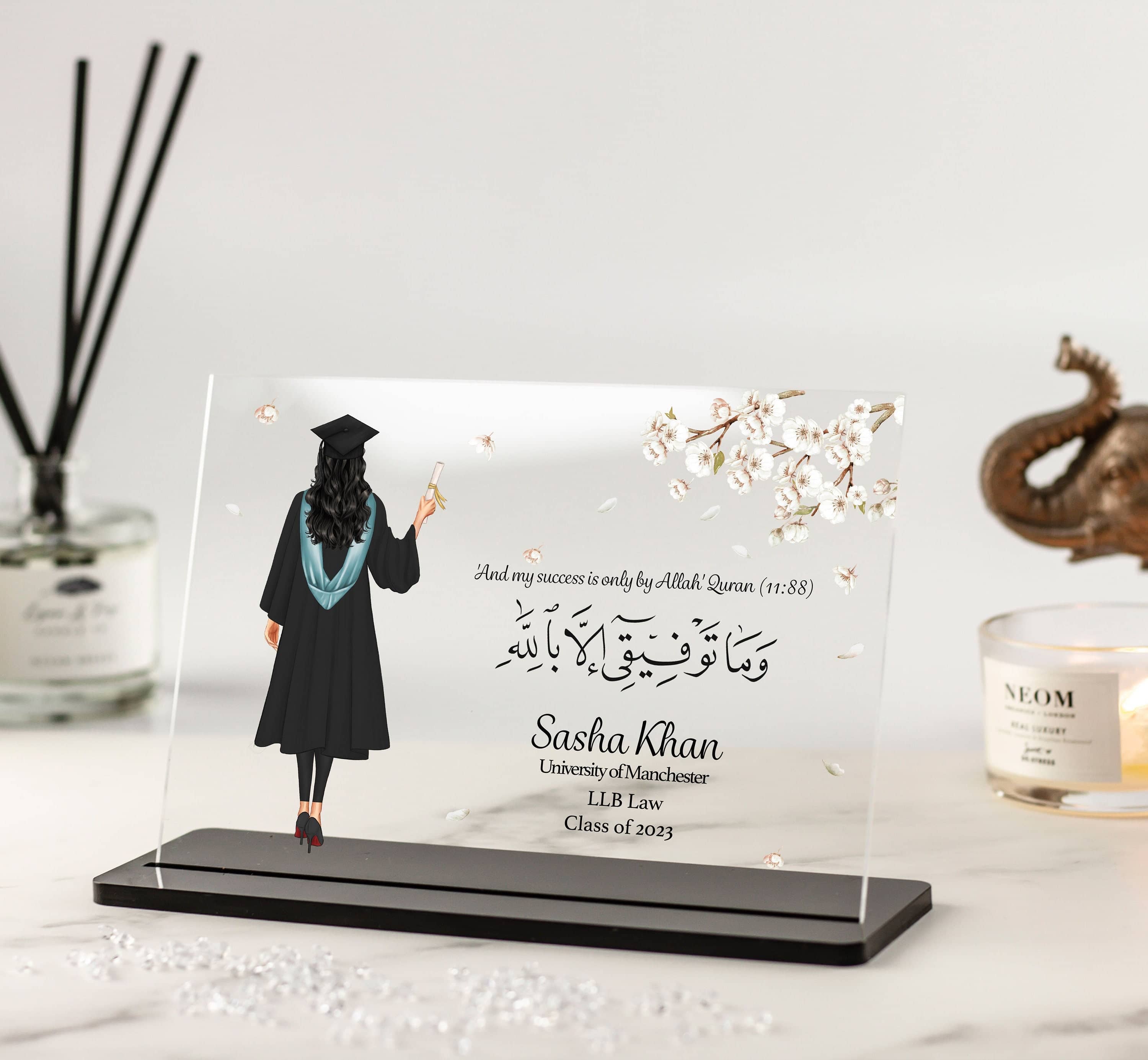 Muslim Graduation Gift, Any Year Personalised Graduation Gift for Her, Islamic Gift for Her, Class of 2022, 2023 Graduation Acrylic Plaque