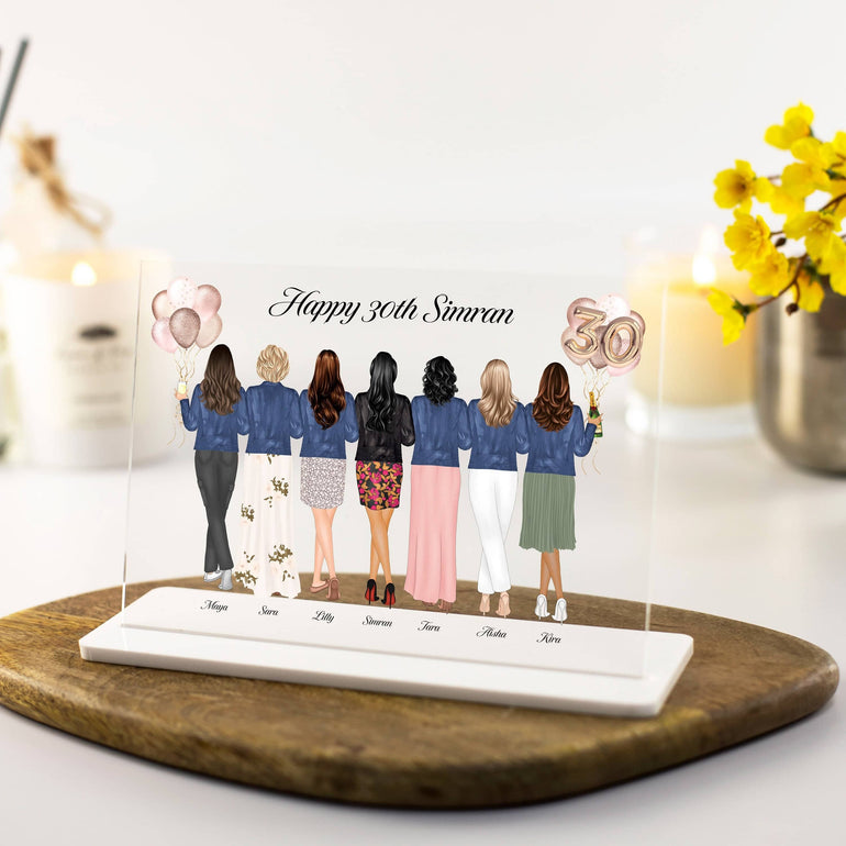 Personalised 30th Birthday Gift, Best Friend Gifts, Gift for Her, Friendship Print, Best Friend Print, Any Age Sister Mum Acrylic Plaque
