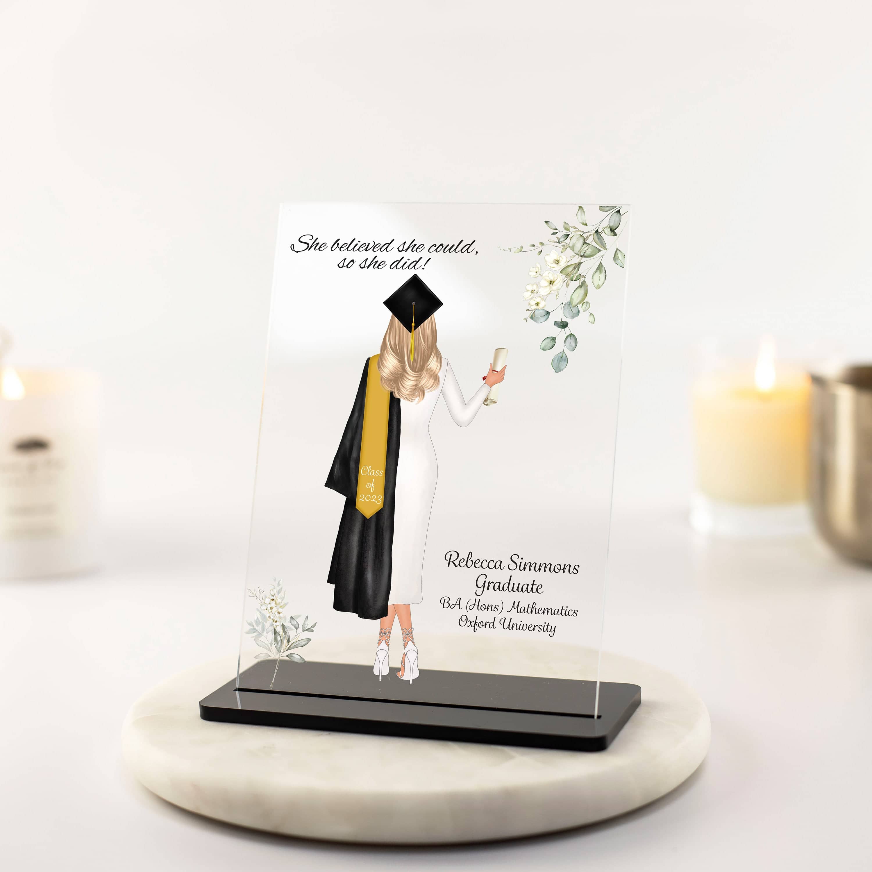 Personalised Graduation Gift, Graduation Acrylic Plaque, Graduation Gift for Her, Sister, Girlfriend, Friend Congratulations Class of 2023