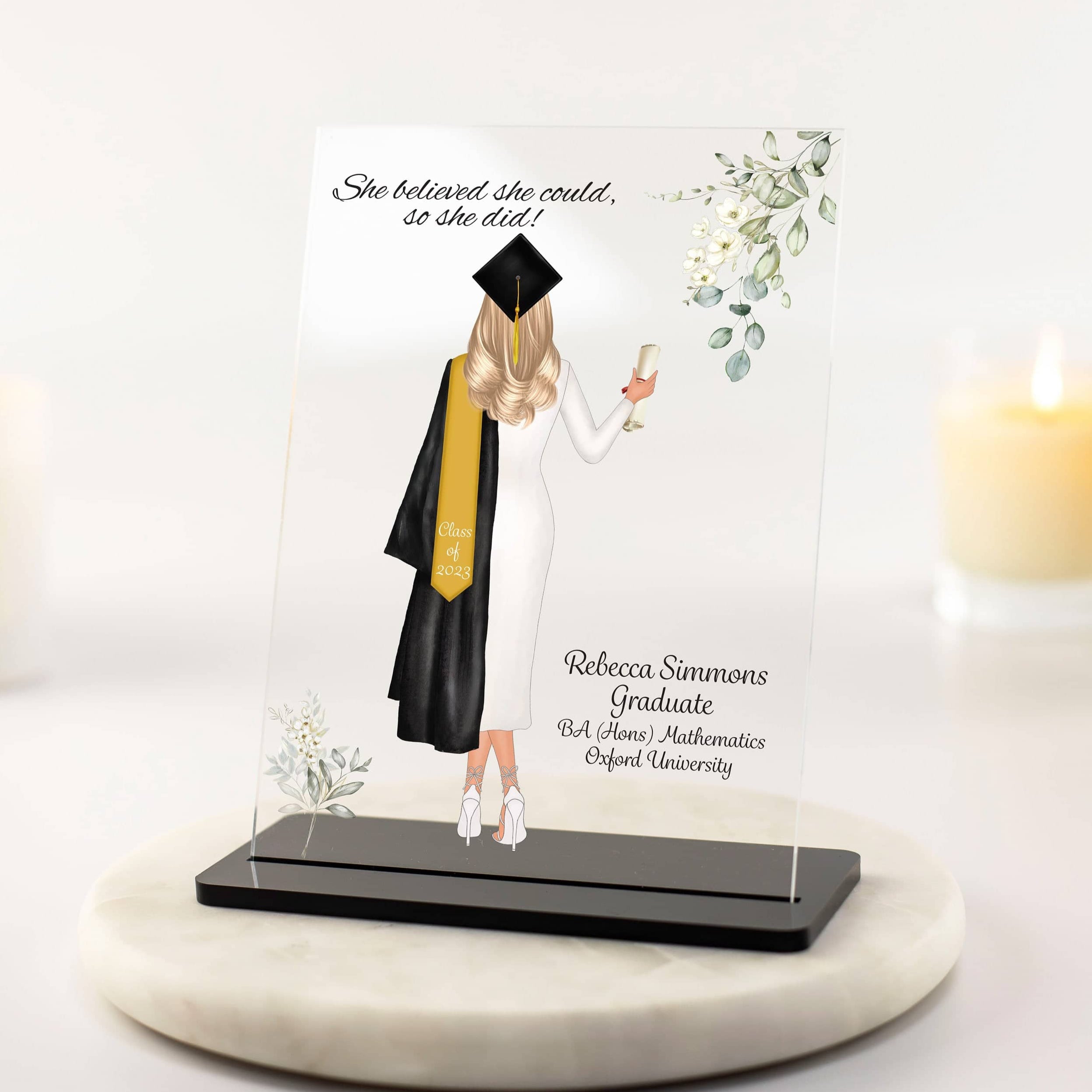 Personalised Graduation Gift, Graduation Acrylic Plaque, Graduation Gift for Her, Sister, Girlfriend, Friend Congratulations Class of 2023