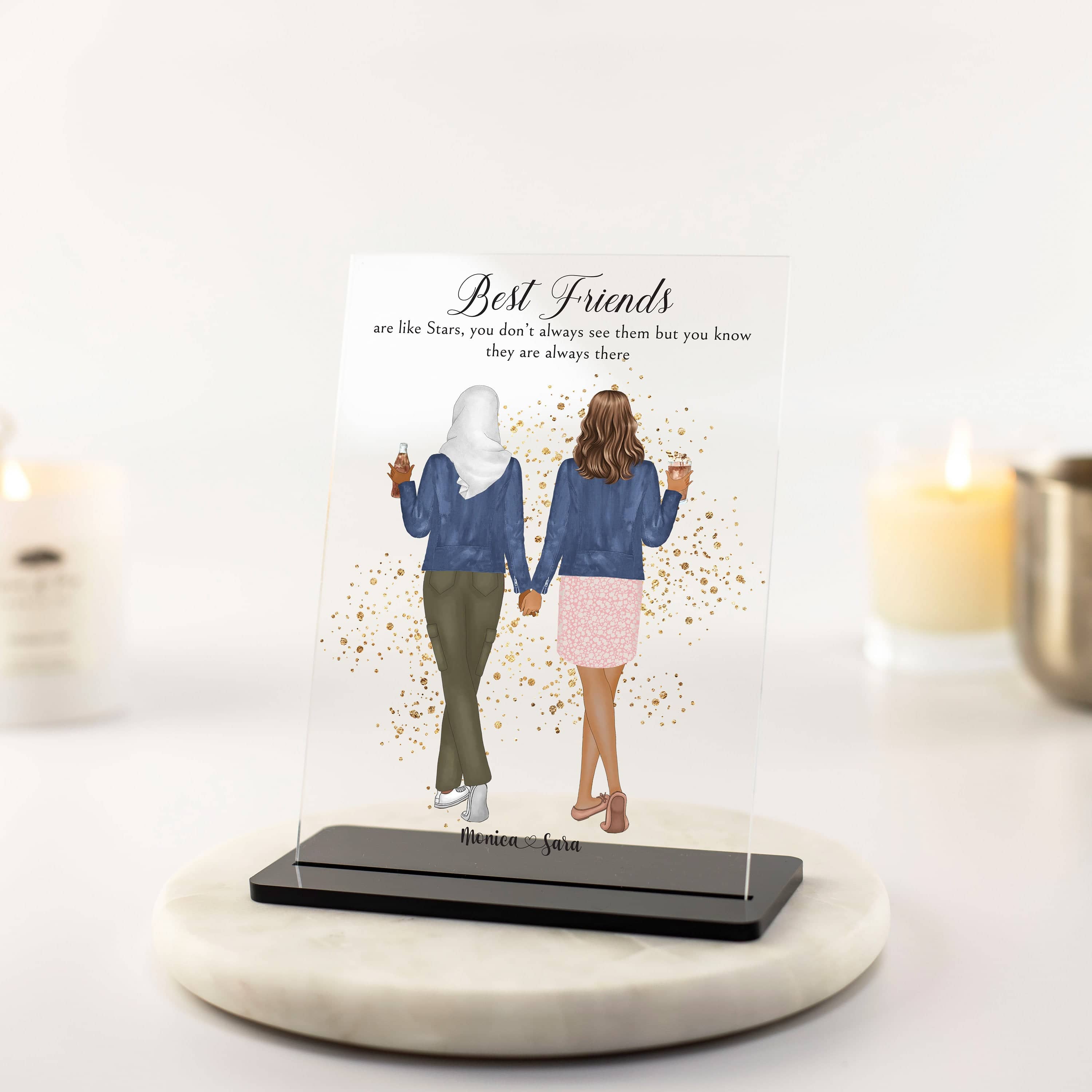 Best Friend Gifts, Best Friend Print, Personalised Gift for Her, Best Friend Birthday, Friendship, Friends Picture, Clear Acrylic Plaque