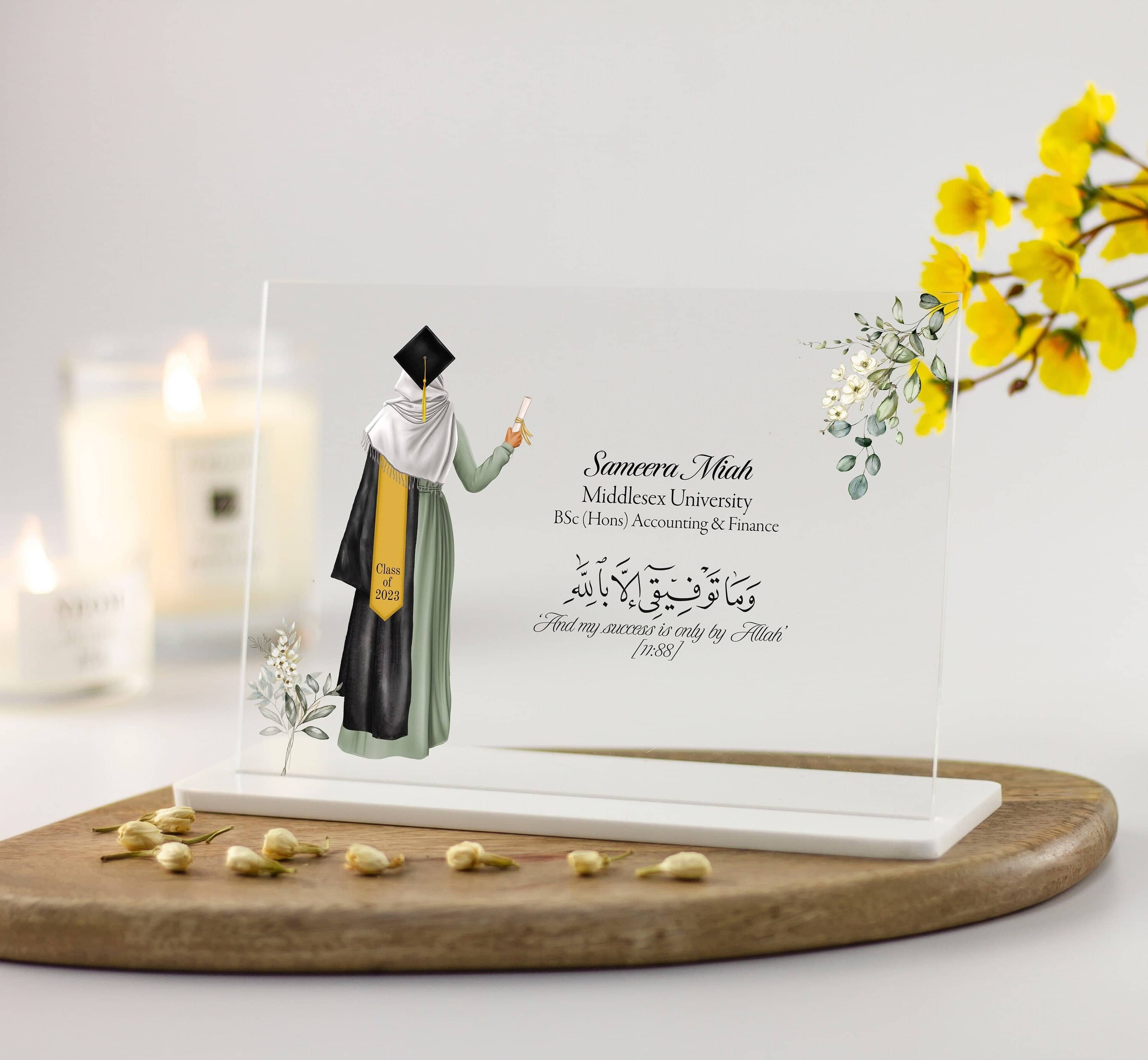 Muslim Graduation Gift, Islamic Graduation Gift, Graduation Gifts for Her, Daughter, Sis, BFF 2023, 2024 Any Year Graduation Acrylic Plaque