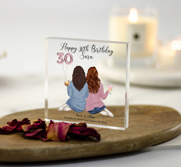 Personalised Best Friend Birthday Gift, Soul Sisters Gift, Friend Letterbox Gift, Friendship Gift, Sister, Mum 30th 40th 50th Acrylic Block