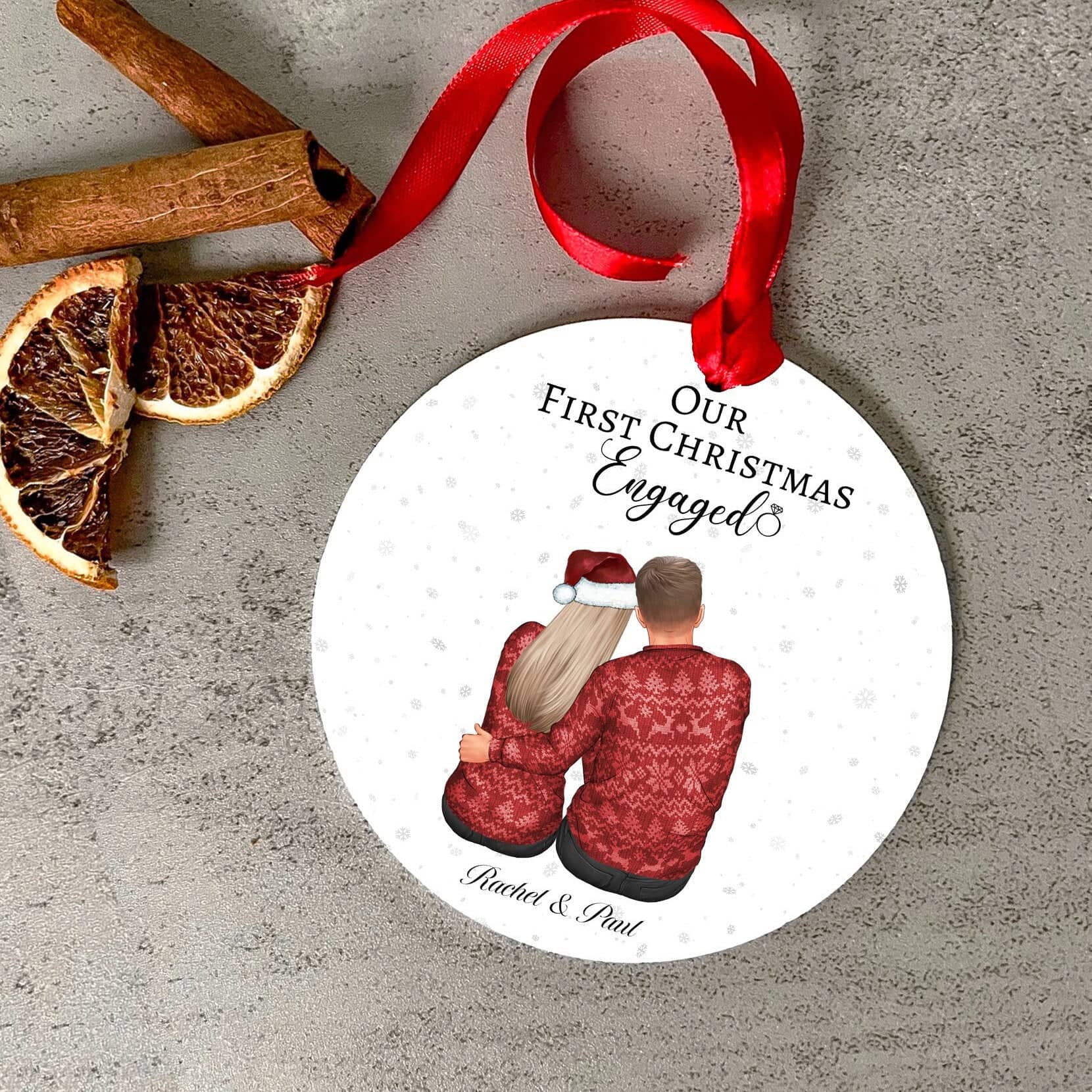 Our first christmas engaged bauble, personalised couple christmas ornament, unique couple christmas gift, Gift for Newly Engaged, Engagement gifts xmas, christmas jumpers, Personalised Baubles,Secret santa gift,Sister gift, daughter son tree decor