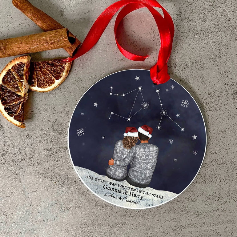 Personalised Couple Bauble, First Christmas together, Star Signs, Star Map, Christmas Gifts forhim, Christmas Gifts for Her, Engagement Gift, Hanging Christmas Decoration, Best friend gift, First Home, Christmas together, Gift for Daughter,Son, Sis