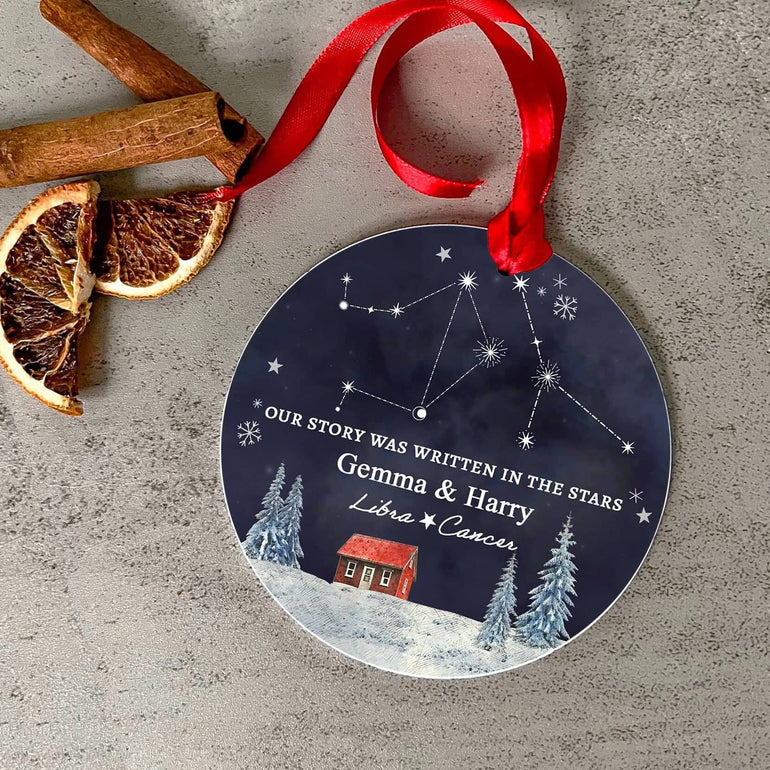 Christmas Personalised ornament for couples, First Christmas toegther, it was written in the stars, star map, in the night sky, zodiac, astrology gifts, new home presents