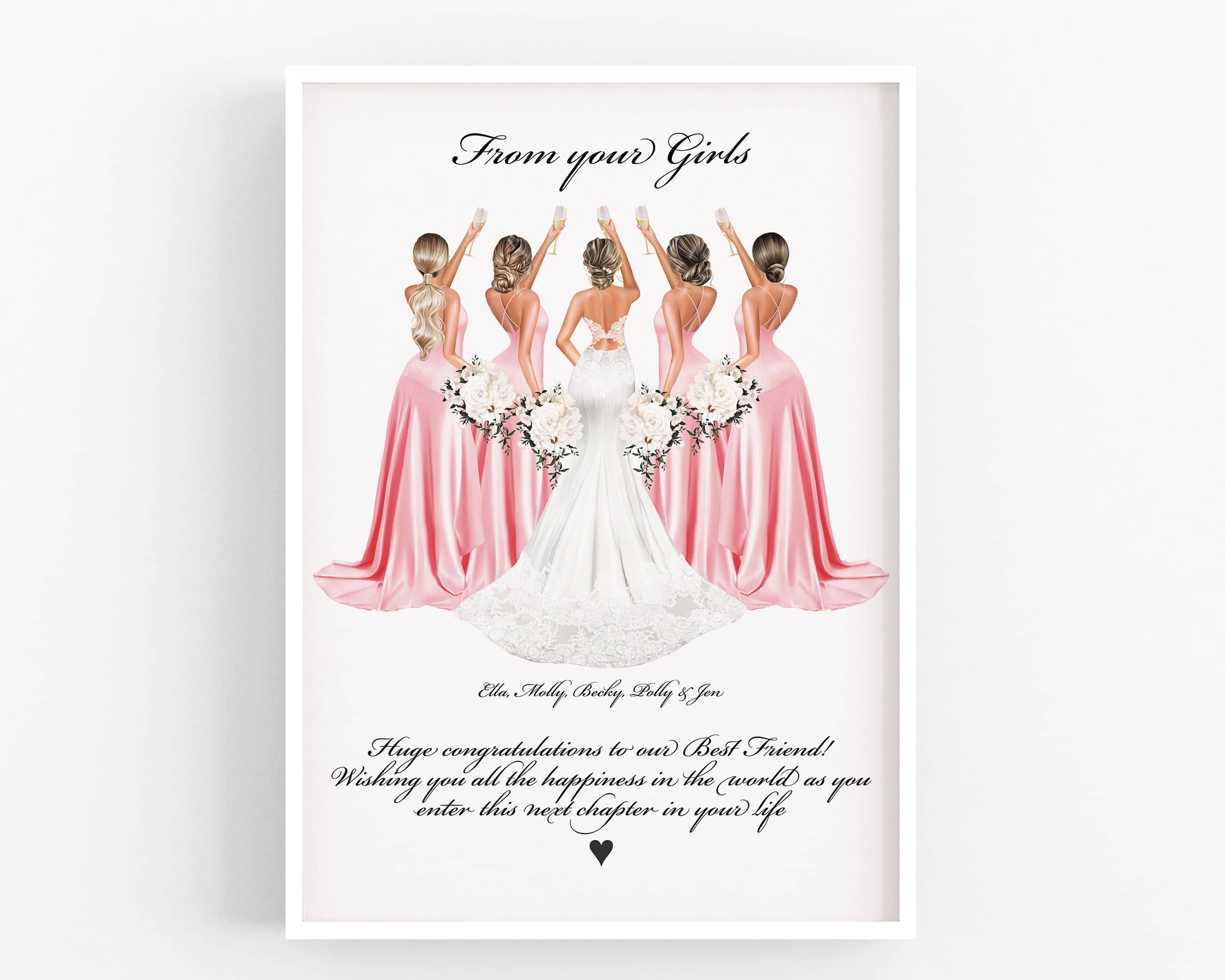 Gift for Bride from your Bridesmaids Gift to Bride, Bride to Be Gift, Custom Bridal Party Print, Bride Gift, Personalised Wedding Gift,