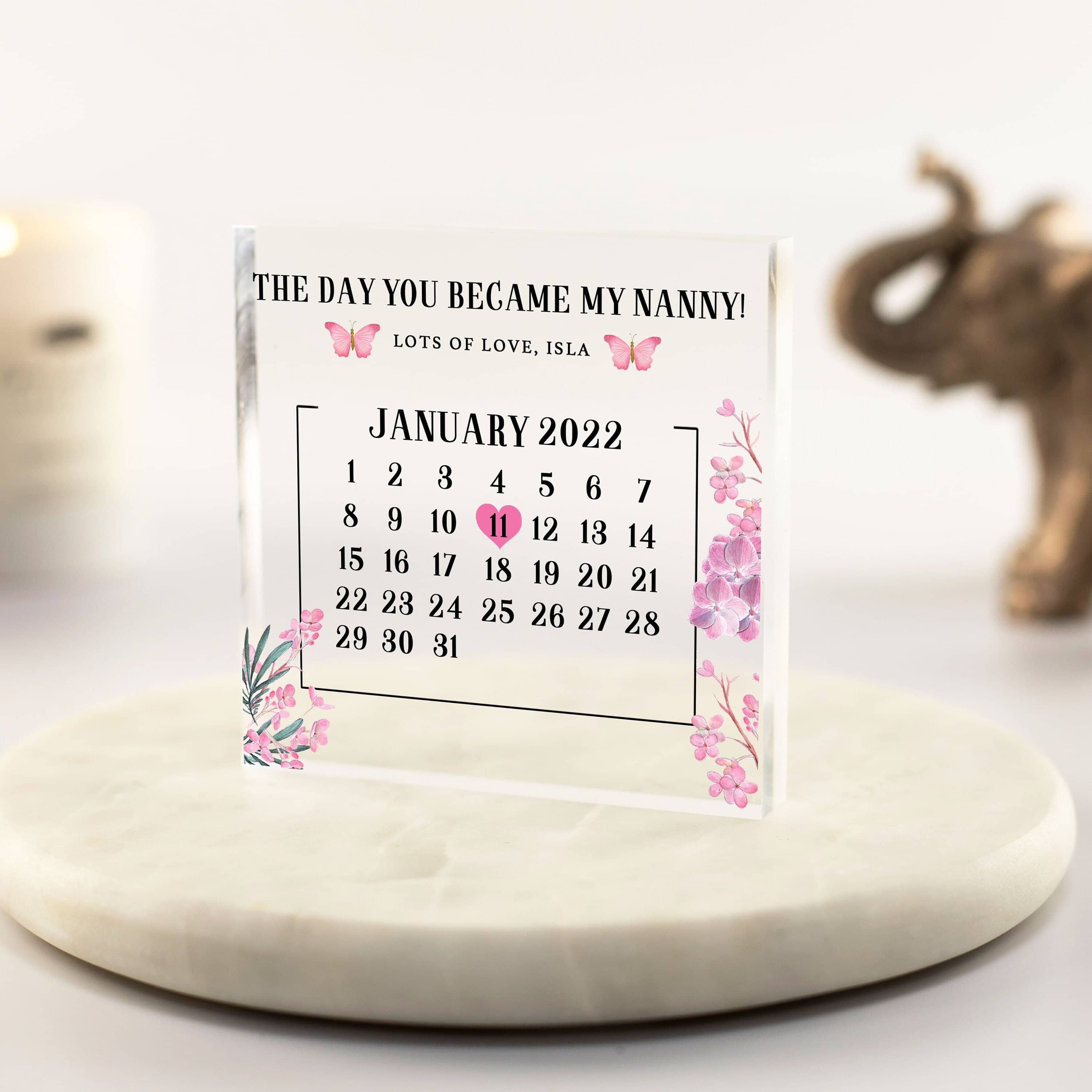 The day you became my nanny gift floral acrylic block - christmas gifts