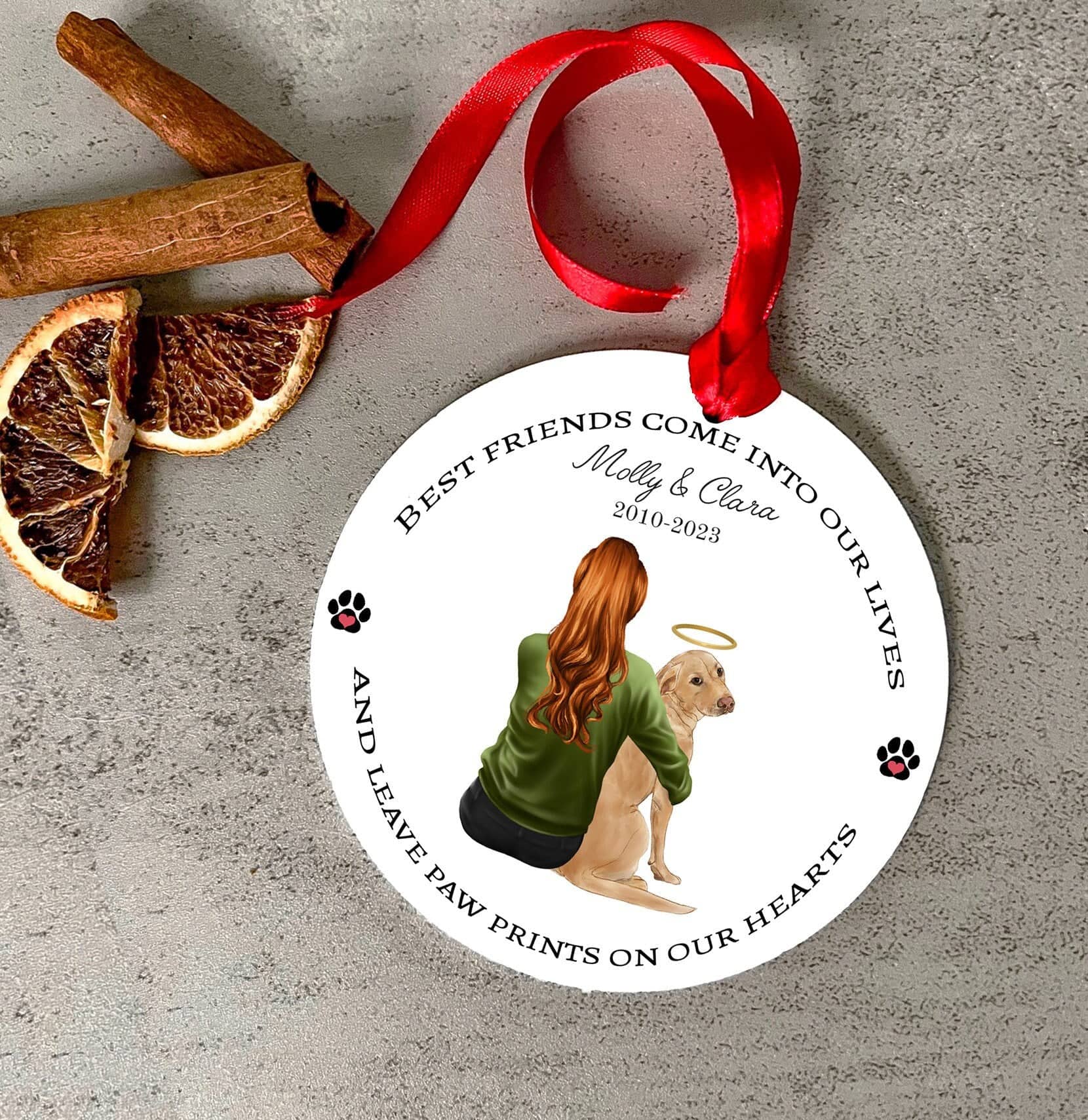 Dog memorial pet memorial christmas bauble personalised hanging decoration