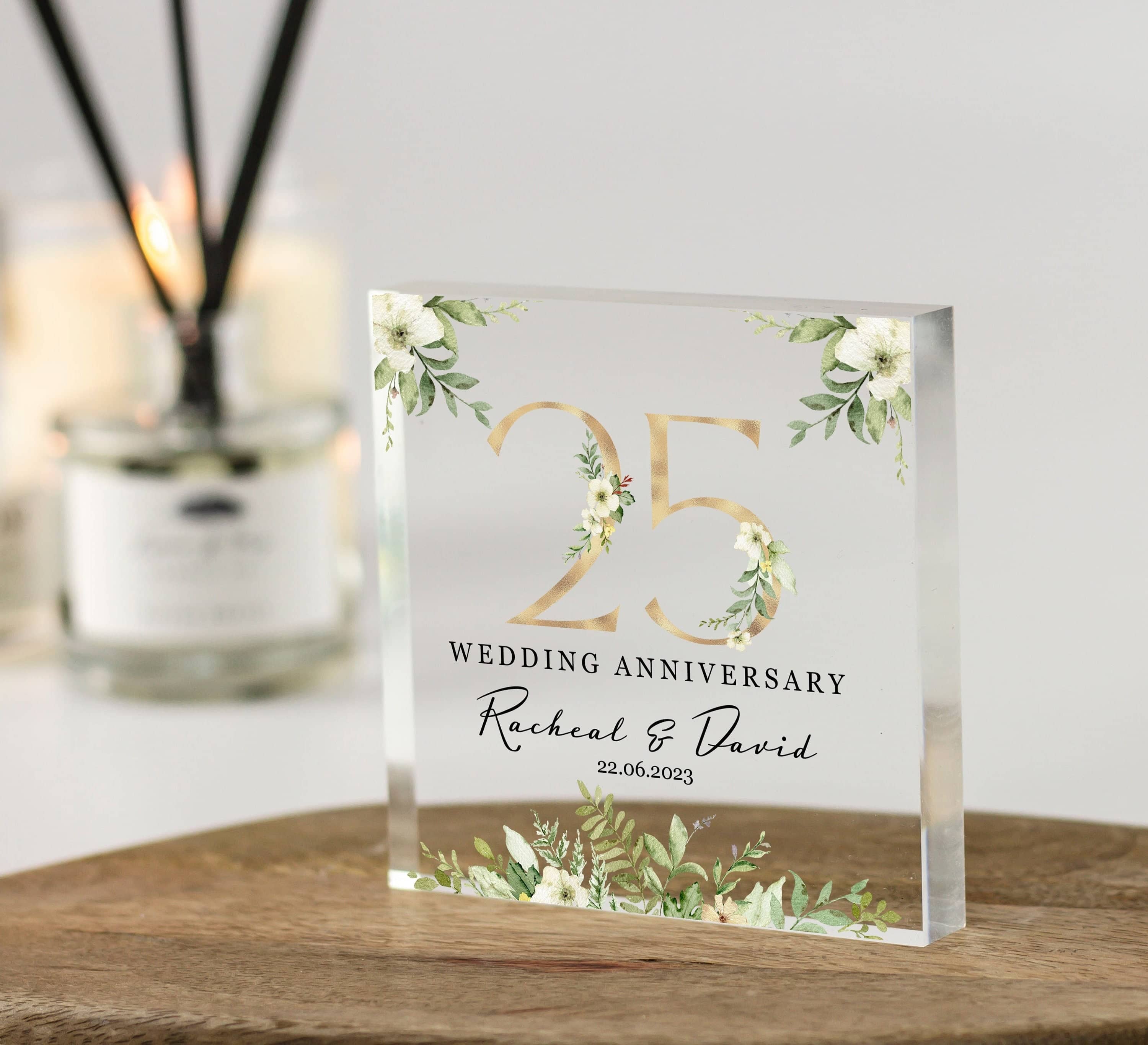 Wedding Anniversary Gift, Any Year Personalised Couple Anniversary Gift for Him/Her, Husband, Wife, Parents, Unique Acrylic Block