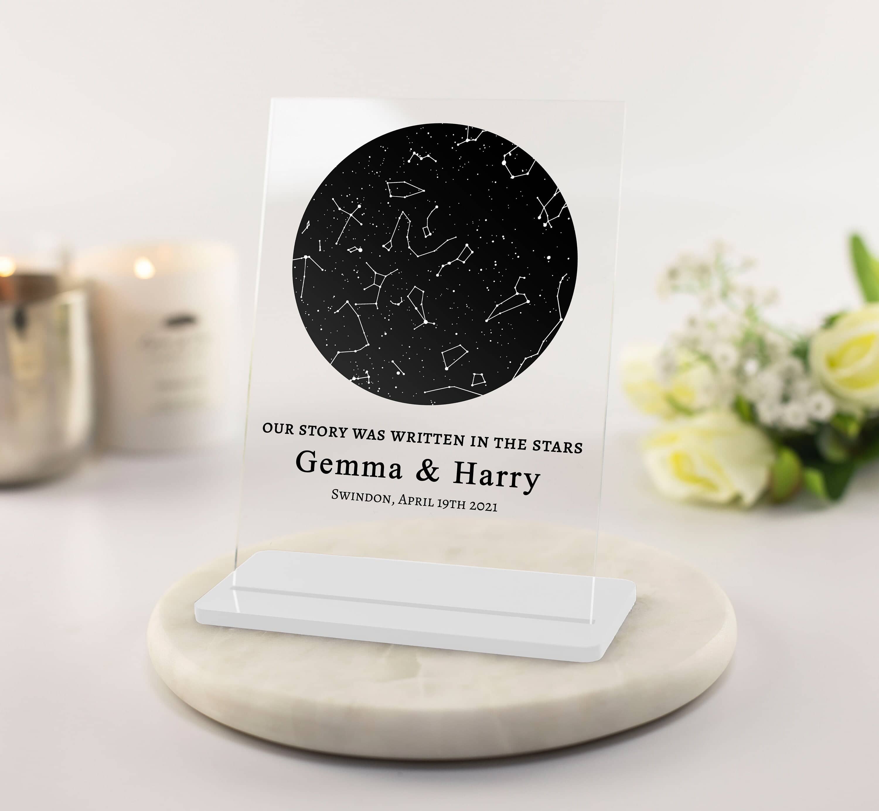 Custom Star Map by Date, Star Maps, Personalised Date Gift, Night Sky, Wedding Anniversary, Couples Gift,Engagement, Birthday Acrylic Plaque