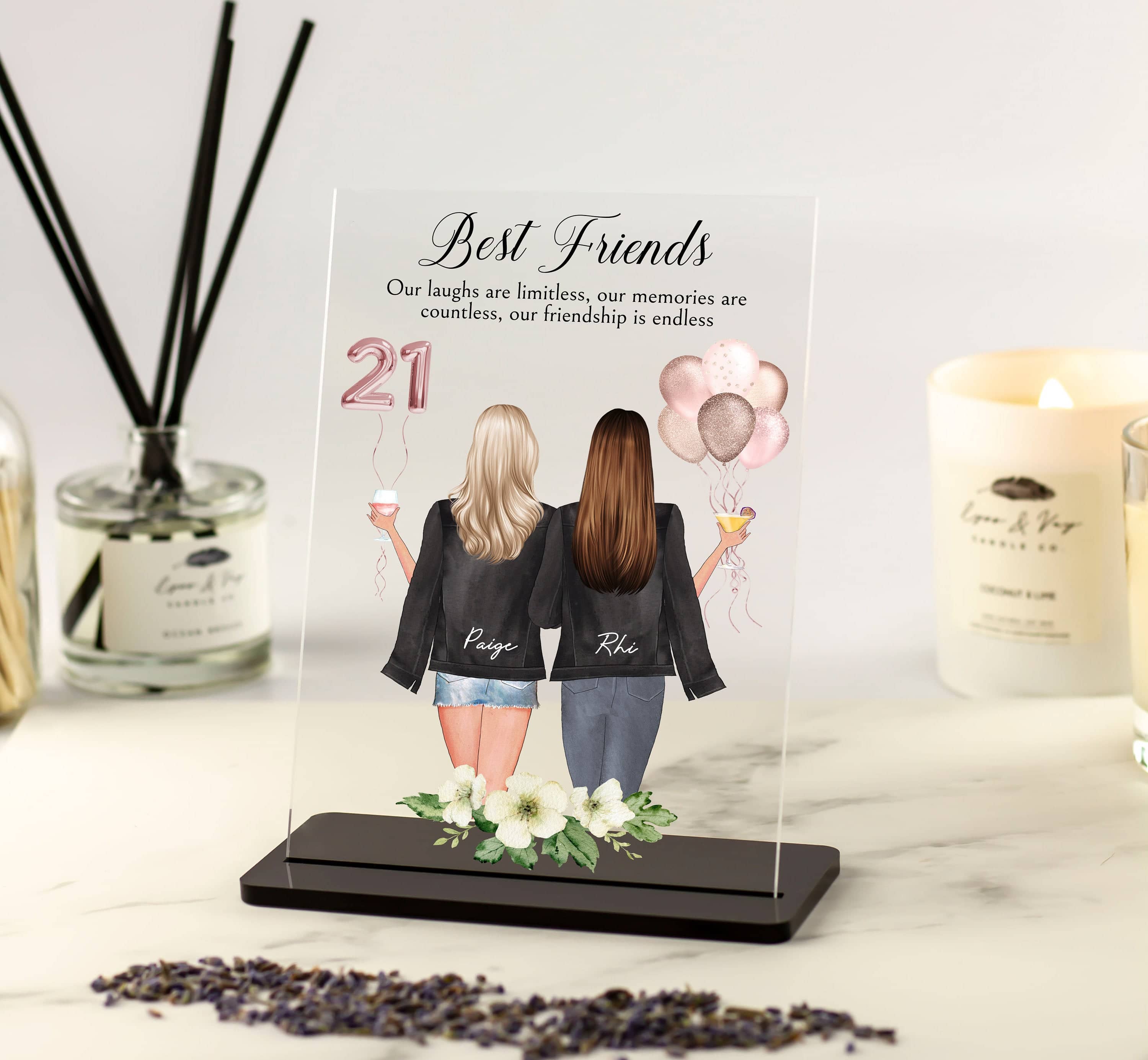 Best Friend Birthday Gift, 21st, 30th, 40th, 50th Any Age Personalised Gift for Her, Friendship Gift, BFF, Soul Sister Custom Acrylic Plaque