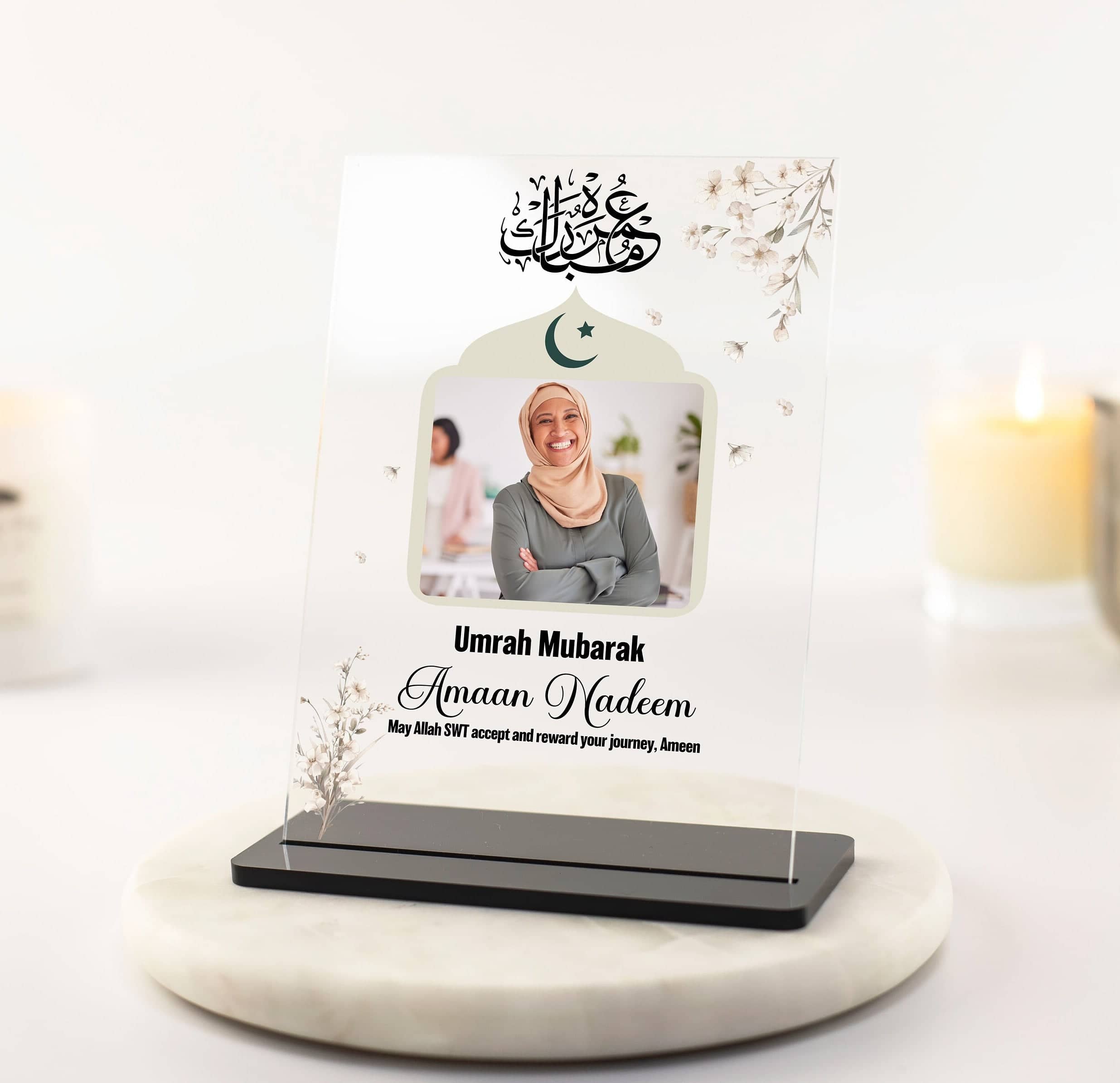 Umrah mubarak gift with photo and kaaba illustration print Photo gifts, ramadan gift eid mubarak
