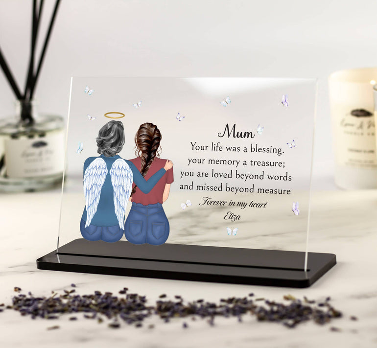 Memorial Acrylic Plaque, Bereavement Gift, Custom Portrait, Mum, Grandma, Sister, Daughter In Loving Memory,Personalised Christmas Memorial