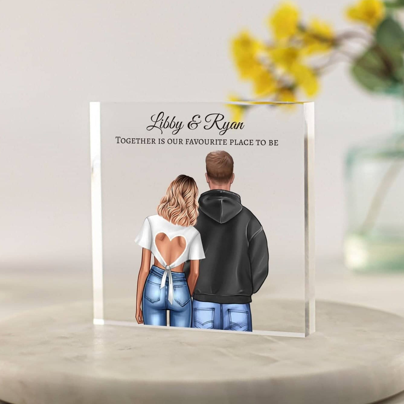Gift for boyfriend, gift for girlfriend, Custom Portrait Couple print acrylic block, valentine gift, valentine card for him, 1st valentines together, i love you gift, anniversary gift