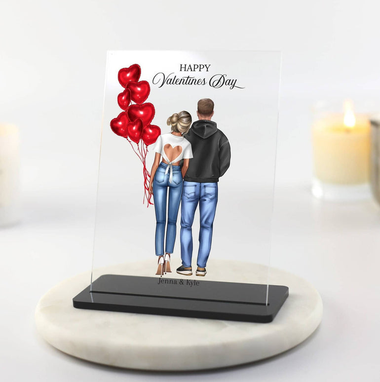 Valentines Couple Print Acrylic Plaque, Custom Portrait