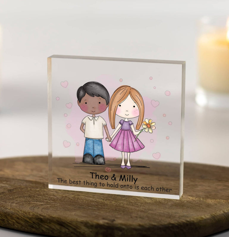 Custom Couple Portrait, Cute Fun Valentines Gift for Boyfriend, Gift for Him, Husband Wife, Girlfriend Gift, Anniversary, Acrylic Block