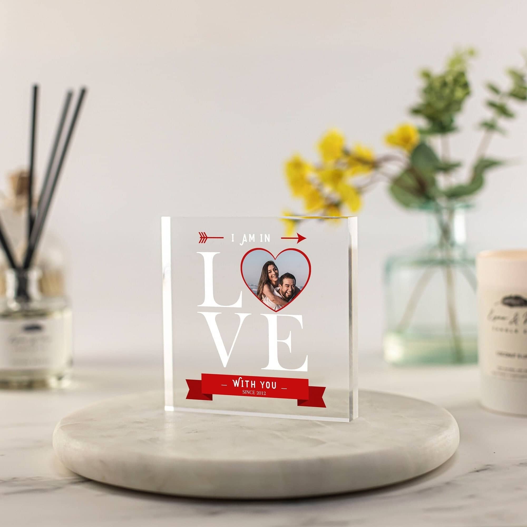 Love you photo gift for her, for him, Valentines Gift for Girlfriend acrylic block