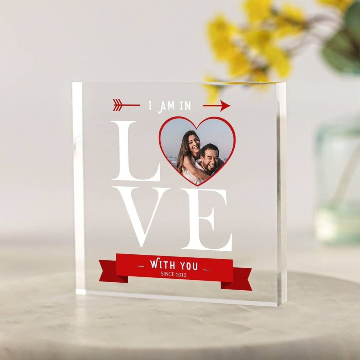 Love you photo gift for her, for him, Valentines Gift for Girlfriend acrylic block