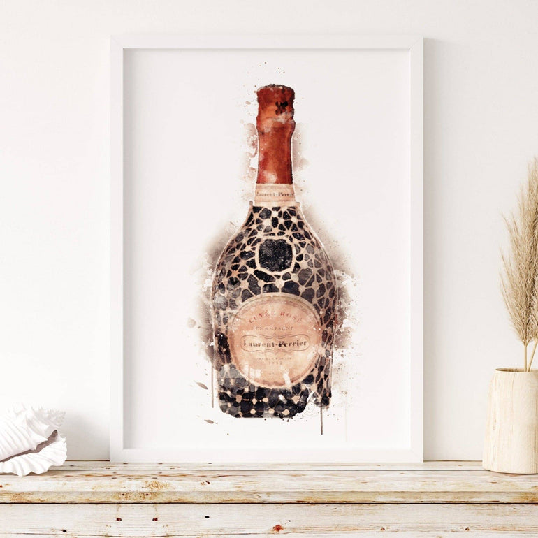 Laurent Perrier Pattern- Champagne Bottle Print Wall Art Print.