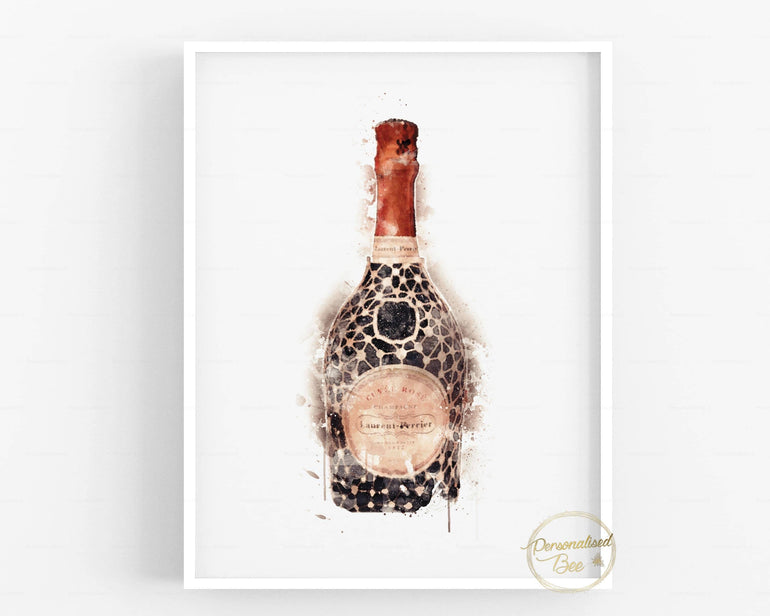 Laurent Perrier Pattern- Champagne Bottle Print Wall Art Print.